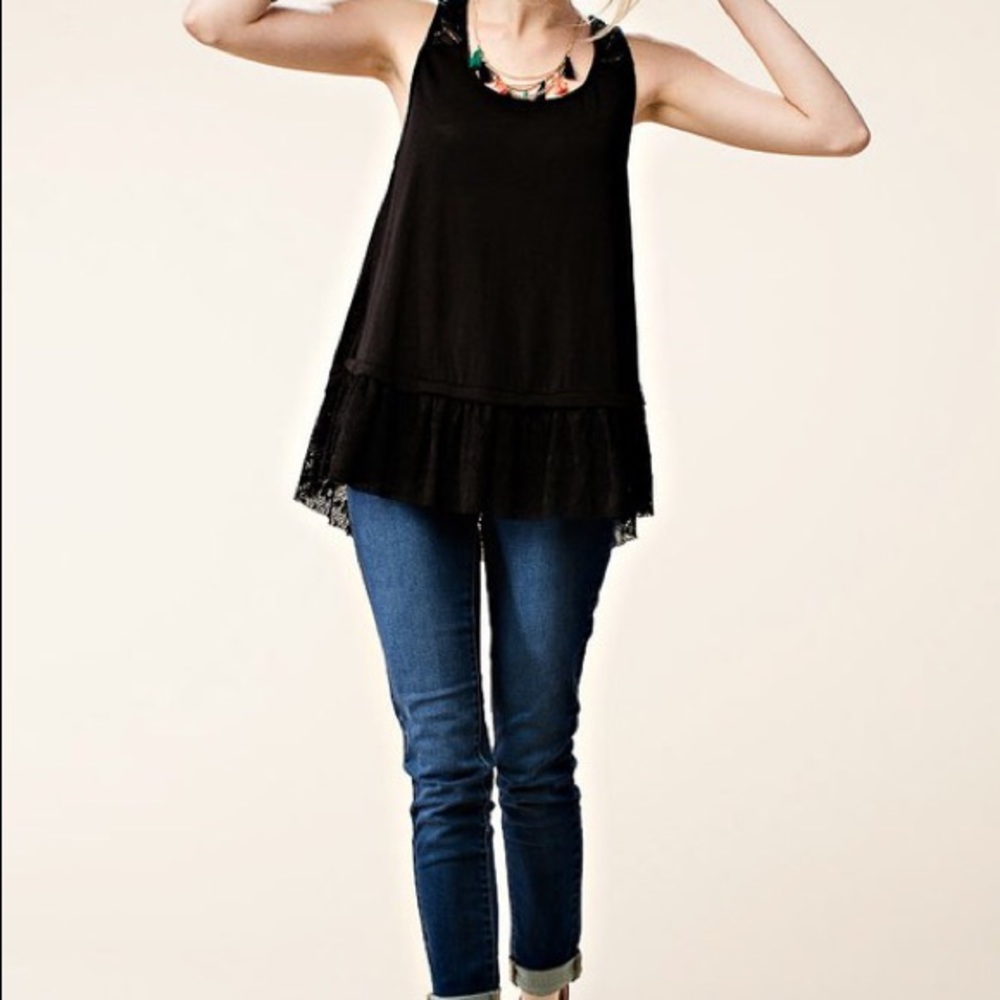 Black tank with lace detail